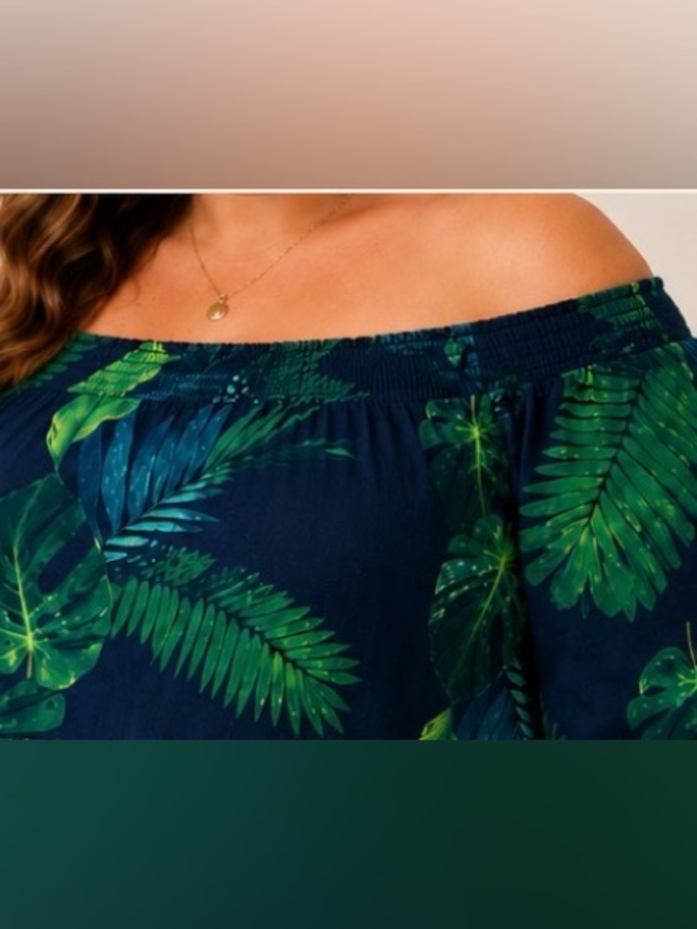 Old Navy Off-the-Shoulder Smocked Shift Dress Tropical Leaf XXL Linen Blend - Picture 3 of 11
